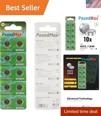 Alkaline Button Cell Batteries 10 Pack LR44 AG13 1.5V for Watches Toys Electr...