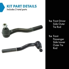 TRQ Front Outer Tie Rod Set Compatible with 2007-2017 Jeep Wrangler