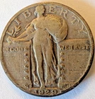 1929-S Standing Liberty Quarter 90% Silver-Full Date, Strong Rims, Clear Detail