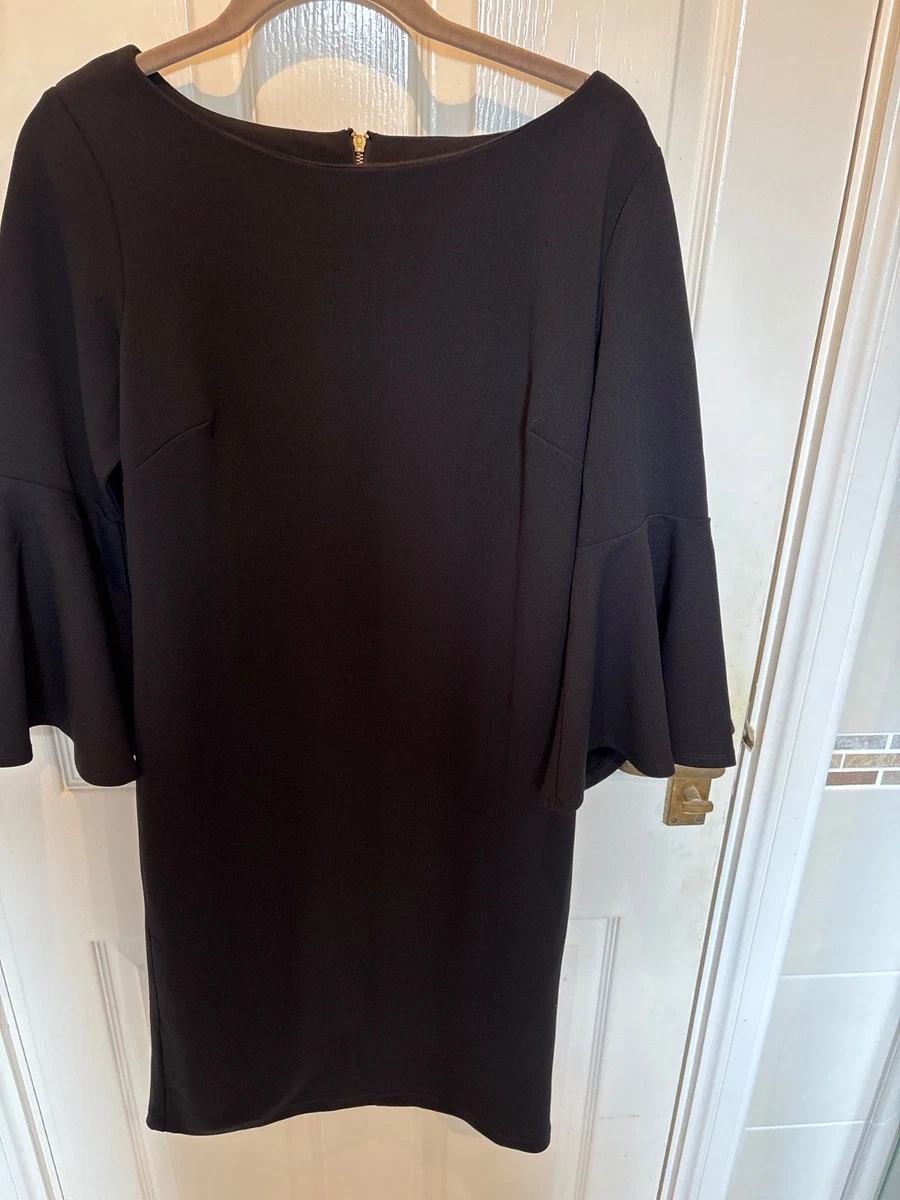 Robe Sans Manches Ronnie Nicole - Motif Floral Orange Et Noir, Taille 12, Longueur Genoux, Neuf Avec étiquettes