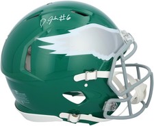 DeVonta Smith Philadelphia Eagles Autographed Riddell Kelly Authentic Helmet