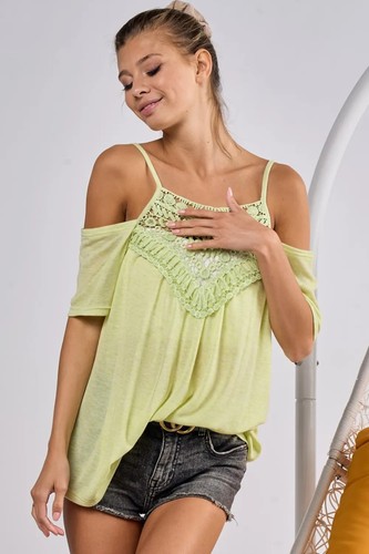 BiBi Front Crochet Lace Adjustable Strap Top for Women main image 1