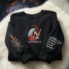 Artemis II Astronaut Moon Landing Embroidered Sweatshirt, NASA Space Mission Emb