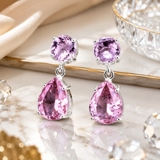 Pink Kunzite Stud Earring Gemstone 925 Sterli...