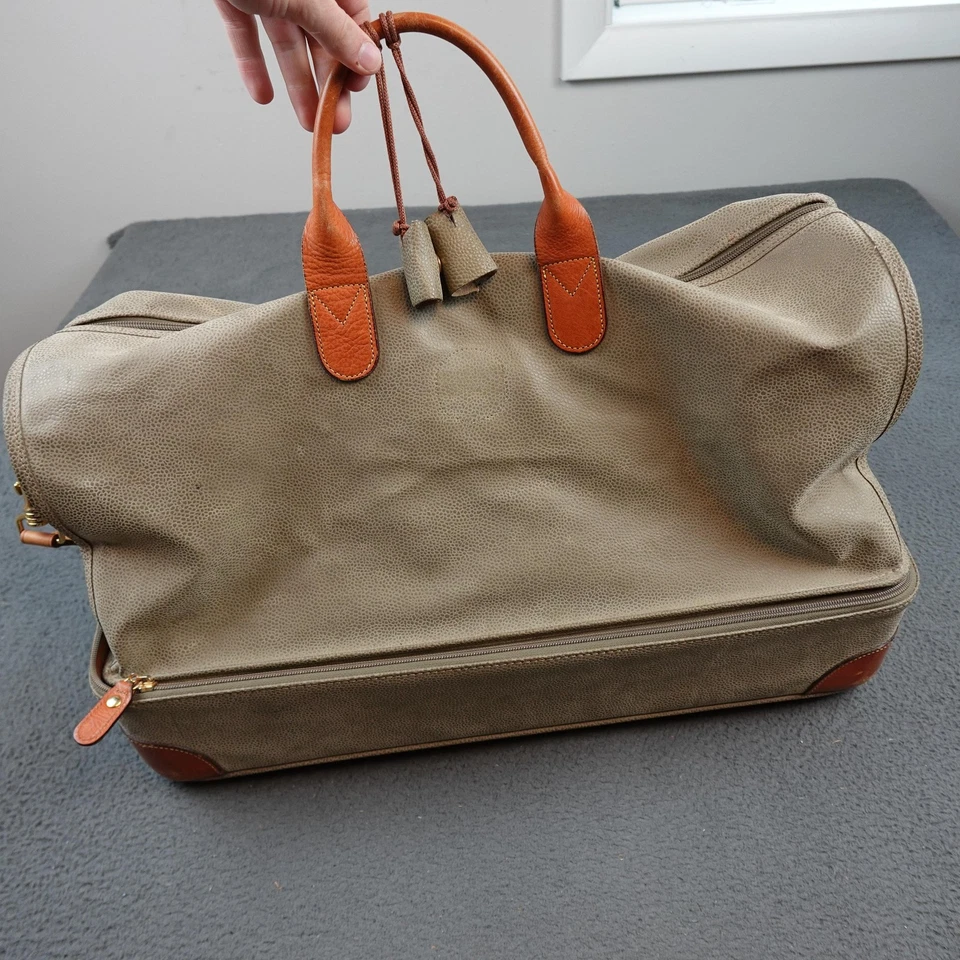 Bolsa de viagem BRIC'S feita na Itália acabamento em couro fim de semana cáqui bronzeado transporte viagem - Imagem 2 de 4