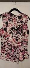 Women's Floral Short Sleeve Top Pink Purple Attention Size Medium