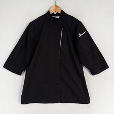 Chef Works Shirt Womens Sz Medium Black Button Up 3/4 Sleeve Professional