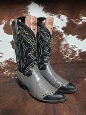 Tony Lama Vintage Gold Label Lizard Wing Tip Urban Cowboy Boots Mens Size 9.5 D