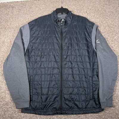FootJoy Mens Hybrid Quilted Full Zip Golf Jacket Black Gray 2XL Eagle's Nest