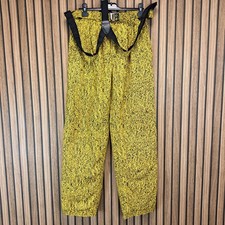 Tactel Yellow Black Abstract Print Ski Trousers Size 40 W30 L30 Salopettes Brace