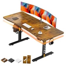 63 x 28 Inch Electric Standing Desk, Sit to Stand Up, Work 63 28 Inch Brown