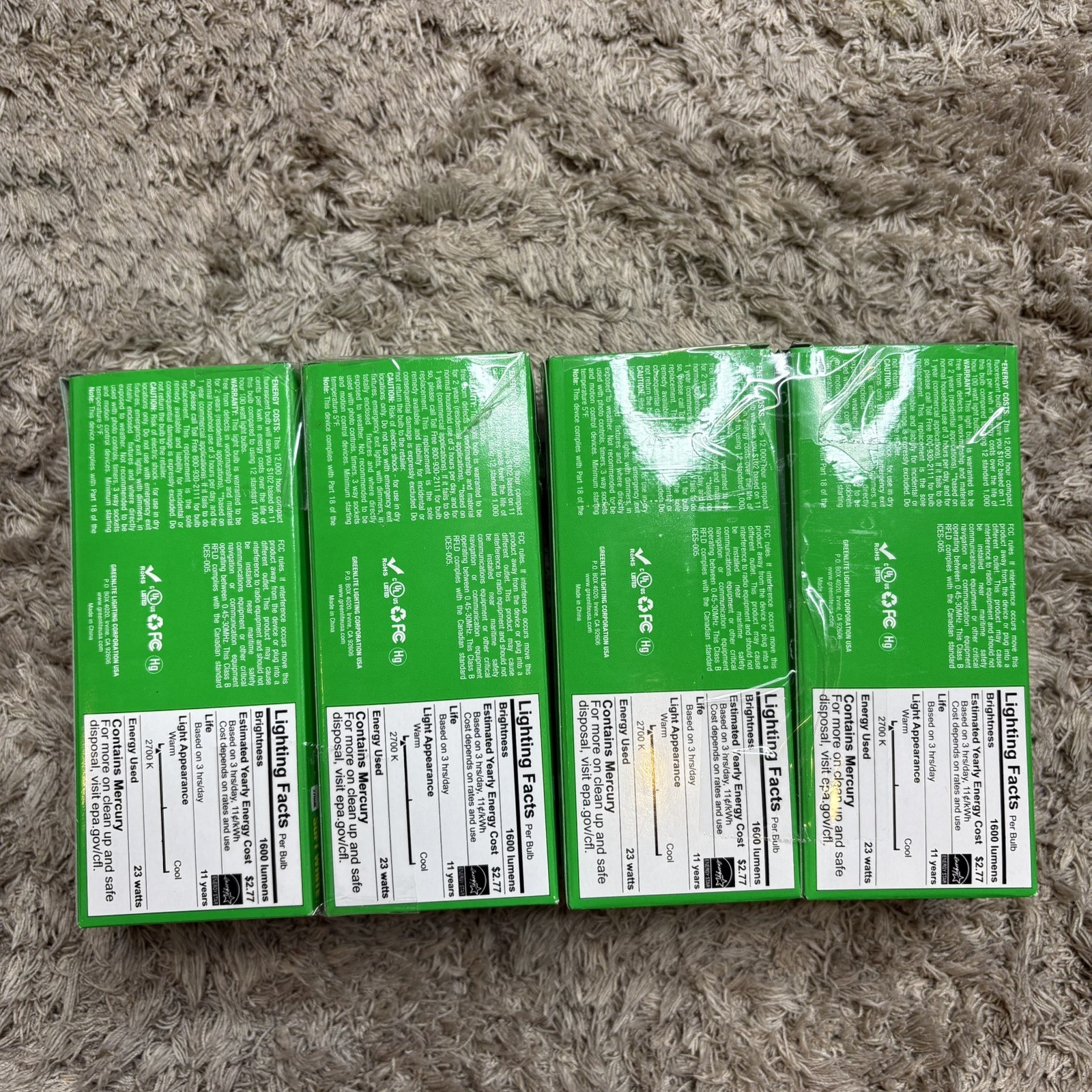 Greenlite 23W/ELS-M/27K T2 Spiral Light Bulbs - 1600 Lumens 12,000 Hours - 4 Pcs
