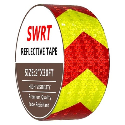 SWRT Reflective Tape Outdoor Waterproof, 2IN x 30FT, Fluorescent Yellow & Red 