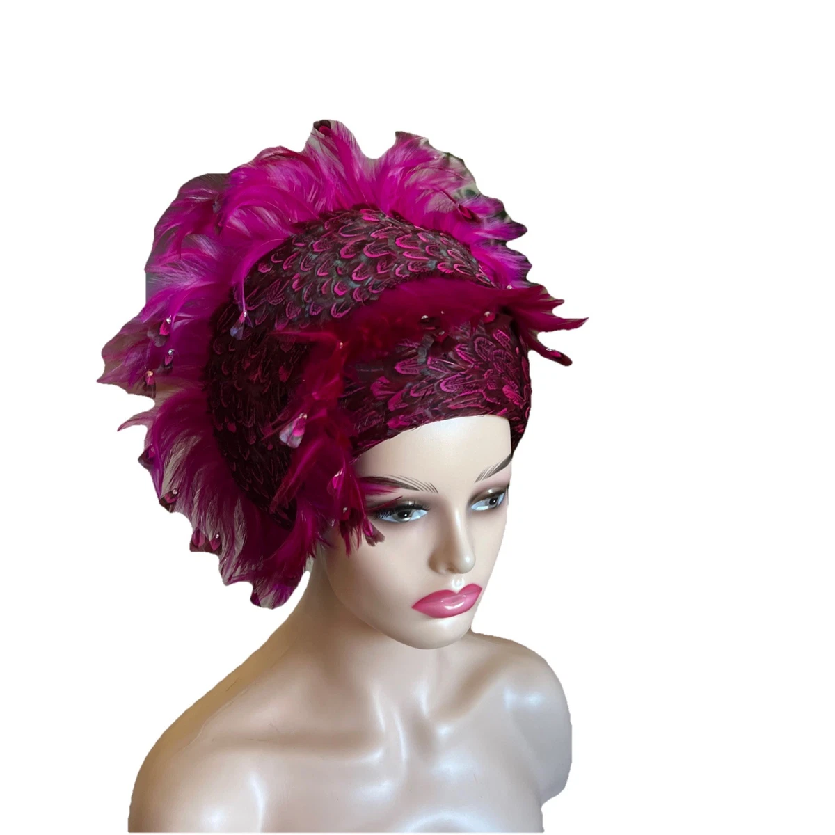 BRIGITTE Red\'g Body Italian Michael Terre Black Mohair Feather Hat Vintage MINT CIGARETTES & PEPPERMINTS BOLERO main image 2