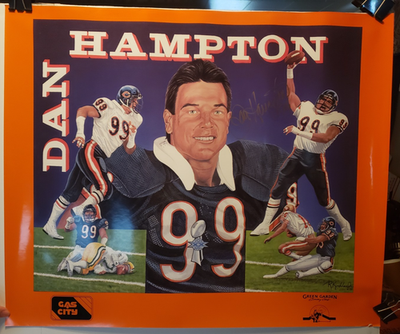 Dan Hampton Chicago Bears Signed 18 1/4 x 22
