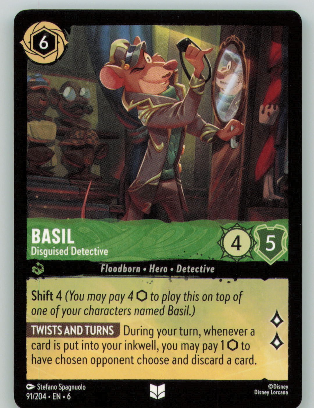 Basil - Disguised Detective 91/204 Azurite Sea Lorcana Uncommon Near Mint