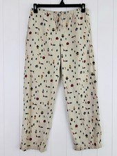 Hanna Andersson Cream Flannel Pajama Pants 100 Cotton Deer Winter Womens Small