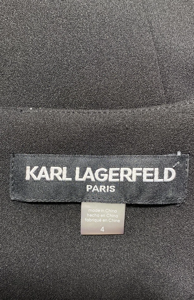 Karl Lagerfeld Paris Black Pearl Trim Bow Accent Sheath Dress Women's Size 4 - Image 3 of 4