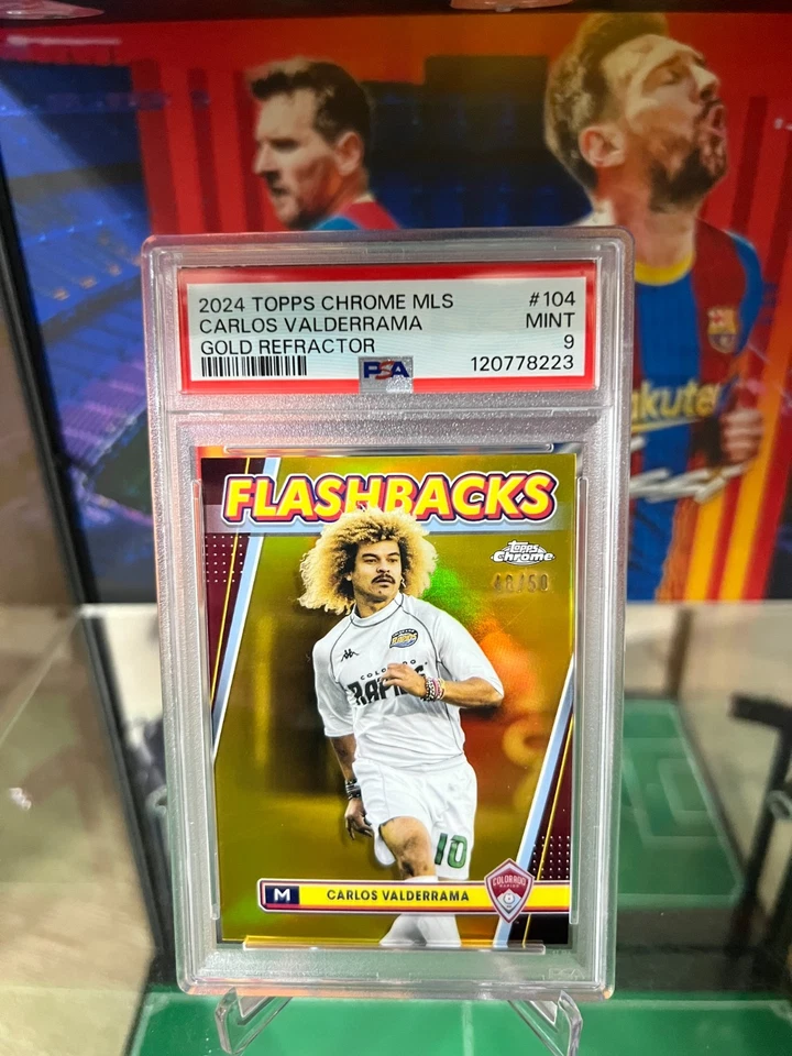 2024 Topps cromo MLS Carlos Valderrama #104 refractor de oro/50 PSA 9 Foto 3 de 4