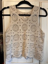 Cream Crochet Tank Top Size 10