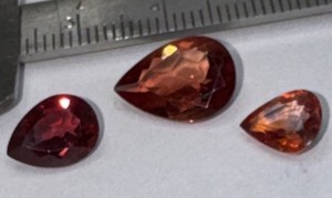 Pear Cut Red Orange Andesine Natural Transparent Loose Gemstones 3 pcs