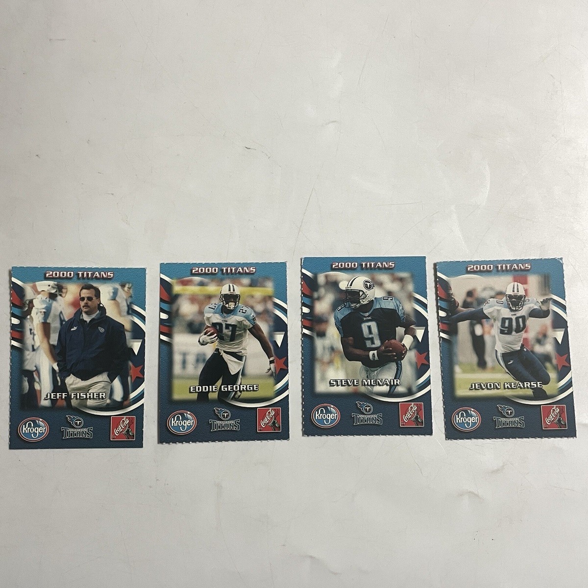 Kroger Coca Cola 2000 Tennessee Titans promo 4 football Cards