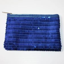 Neulash Shiny Blue Sequined Makeup Bag Cosmetic Case New NWOT
