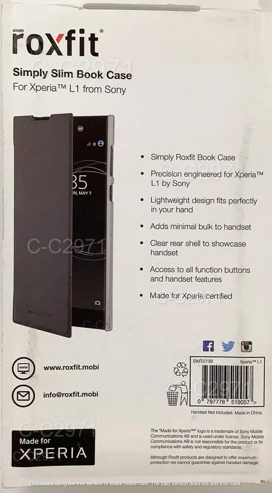 Funda delgada Roxfit Book para Xperia L1 Foto 3 de 4