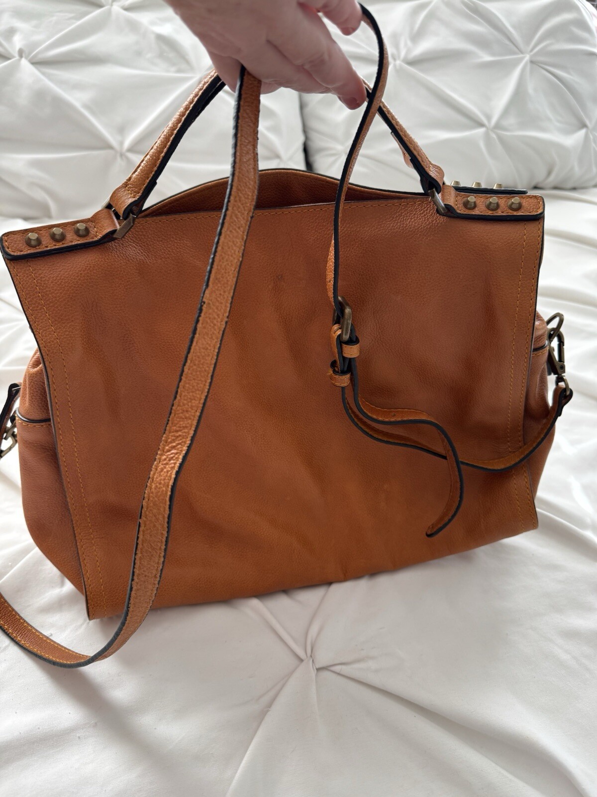 C&C California British Tan Leather Crossbody Satchel Bag