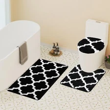 Sunhop Black Bathroom Rug Set Bath Mat Sets 3 piece Extra Soft and Absorbent ...