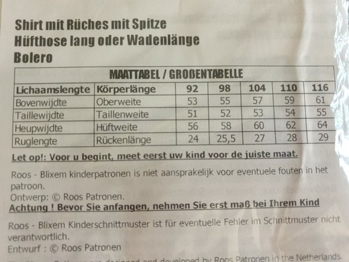 BLIXEM BX 18 (Roos)Gr. 92-116 Schnittmuster Shirt mit Rüschen und Hose UNBENUTZT - Bild 4 von 4