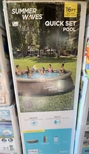 Summer Waves 16' x 42" Quick Set Wicker Rattan Ring Pool Includes Ladder & Pump