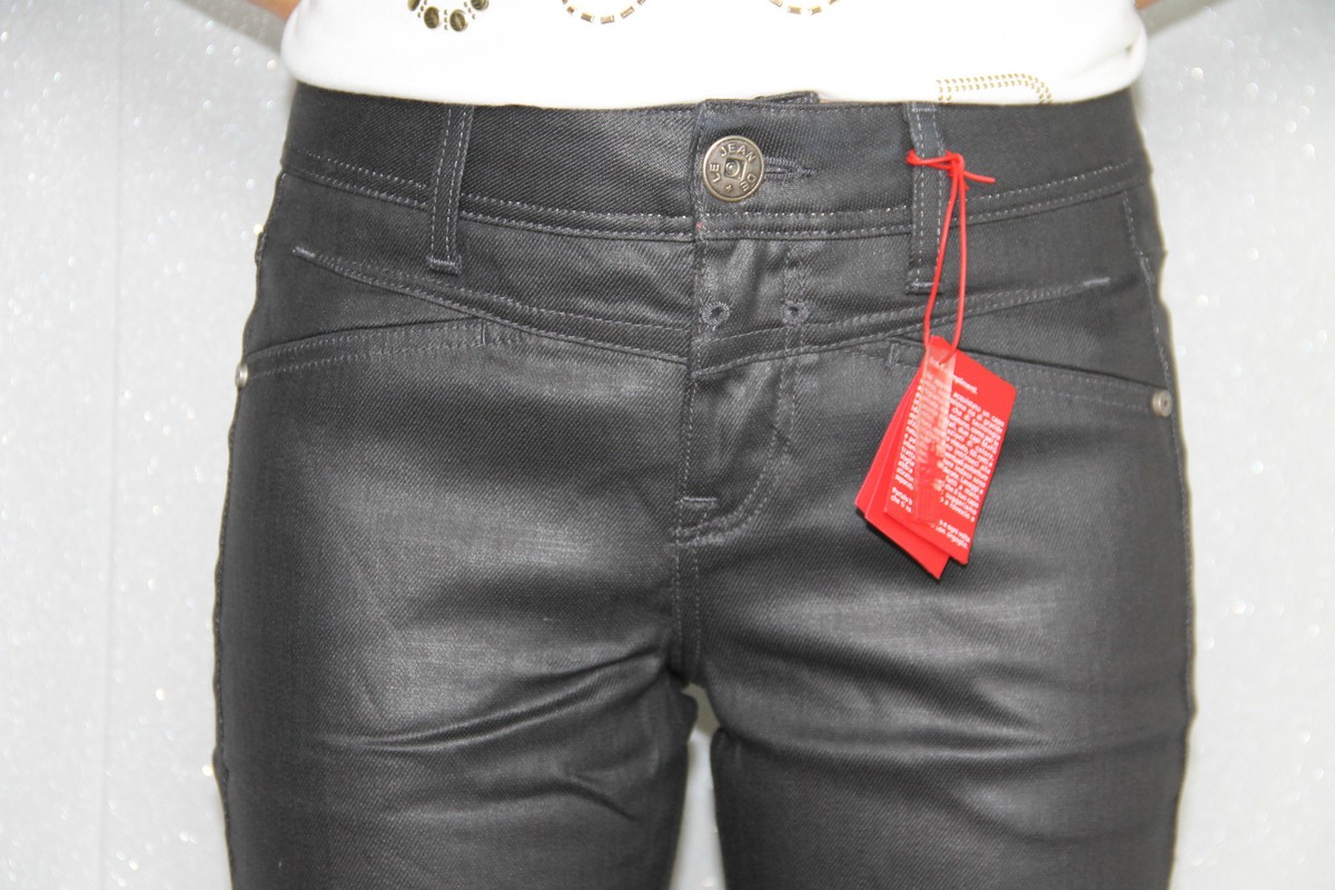 Jeans Ciré Cuir Marithé & François Girbaud - Taille 33 (42-44) Femme, Slim Gris, Neuf Avec étiquettes