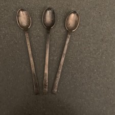 Rare Hans Hansen Denmark Bell 7” Ice Tea Spoons (Lot Of Three) Sterling Silver