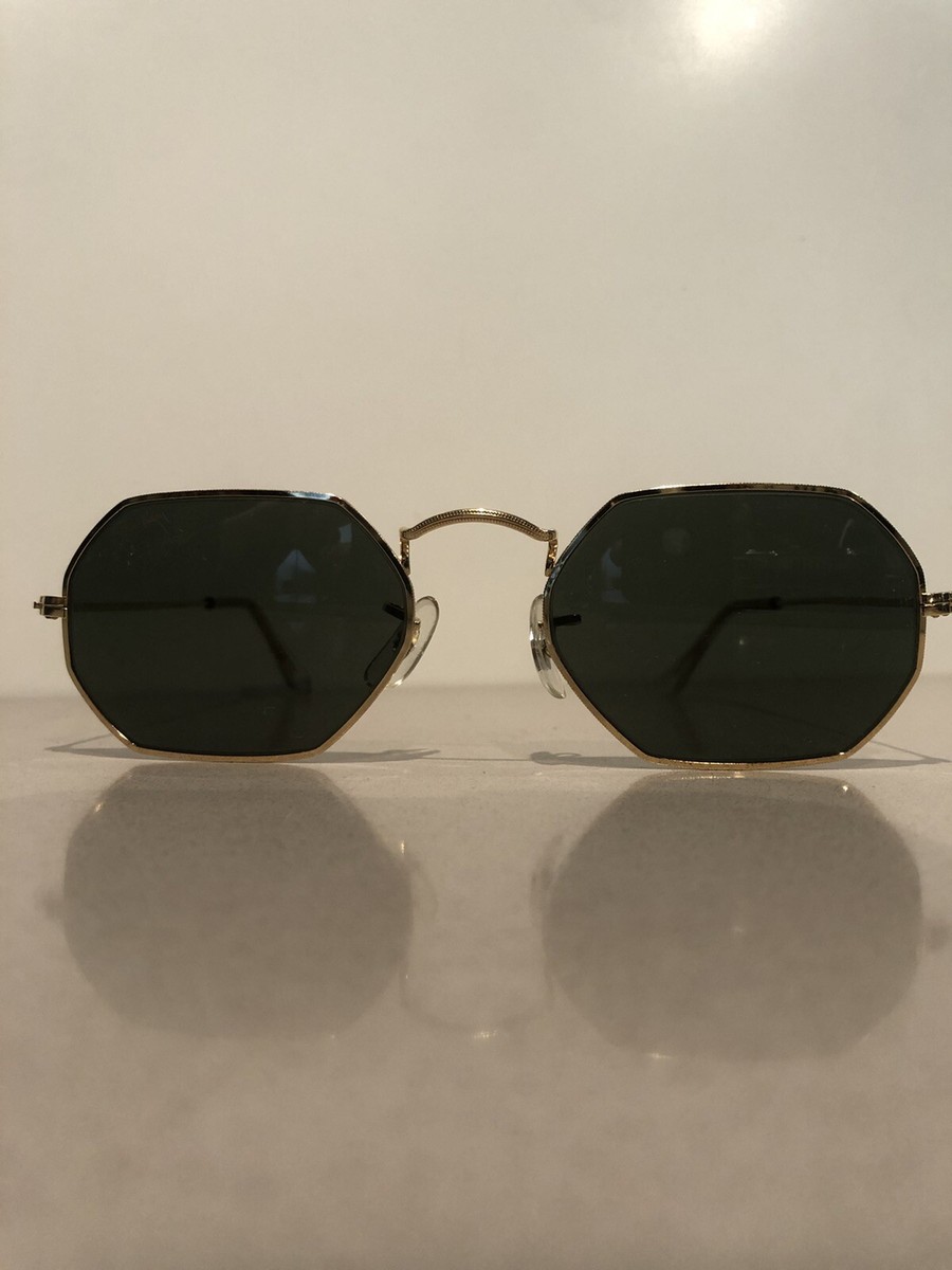 Vintage B & L Ray Ban Octagon Gold Framed Sunglasses + Case, W1535