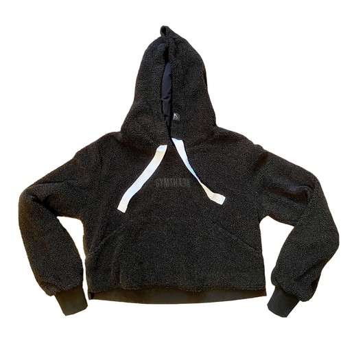 Gymshark Cropped Hoodie Black Fuzzy 