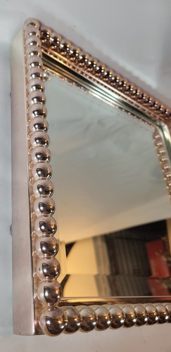 UTTERMOST Beveled Mirror Rose Gold Color Beaded Metal Frame 11.25x11.25x1.75" - Picture 10 of 15