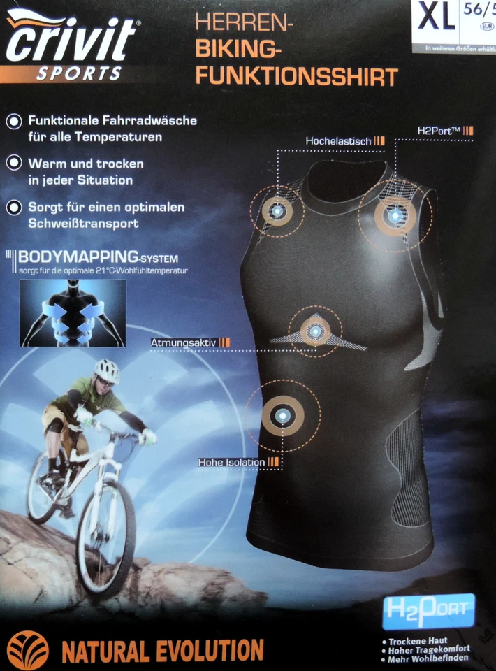 CRIVIT SPORTS Herren Biking Funktionsshirt Radshirt Funktionswäsche Rad Unterwäsche M L XL NEU