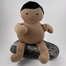 Lovevery Organic Cotton Doll Plush Montessori Black Hair Dark Tan Skin 8"