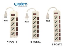 MULTIPRESA ELETTRICA 4 - 5 - 6 POSTI INTERRUTTORI INDIPENDENTI CIABATTA 10/16A 