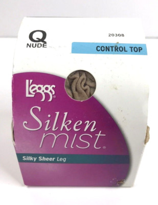 L'eggs Silken Mist Control Top Pantyhose Q Nude Silky Sheer Leg Queen Nude