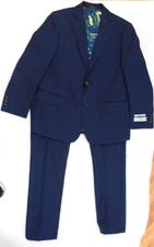 Boys T.O. Dark Blue Jacket & Pants 2PC. Suit Classic & V. Sizes 10 - 18