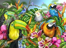 Ceramic Backsplash Tile Mural Tropical Bird - Birds of a Feather 2