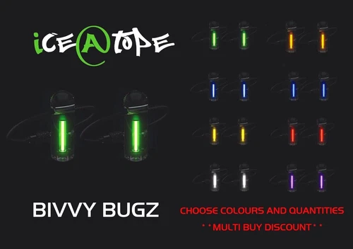 ICEATOPE BIVVY BUGZ Isotopes Vial Trigalight Tent Zip Camera Bags nite glowrings