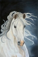 Horse Painting Original Andalusian Beautiful Original Grey Horse Canvas