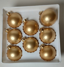 Vintage Visions By Holly 8 Glass Gold Frosted Ornaments 2 1/4" USA Made
