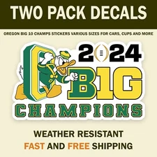 OREGON FOOTBALL STICKERS 2024 BIG 10 CHAMPIONS OREGON DUCKS NCAA PLAYOFF 2 PACK