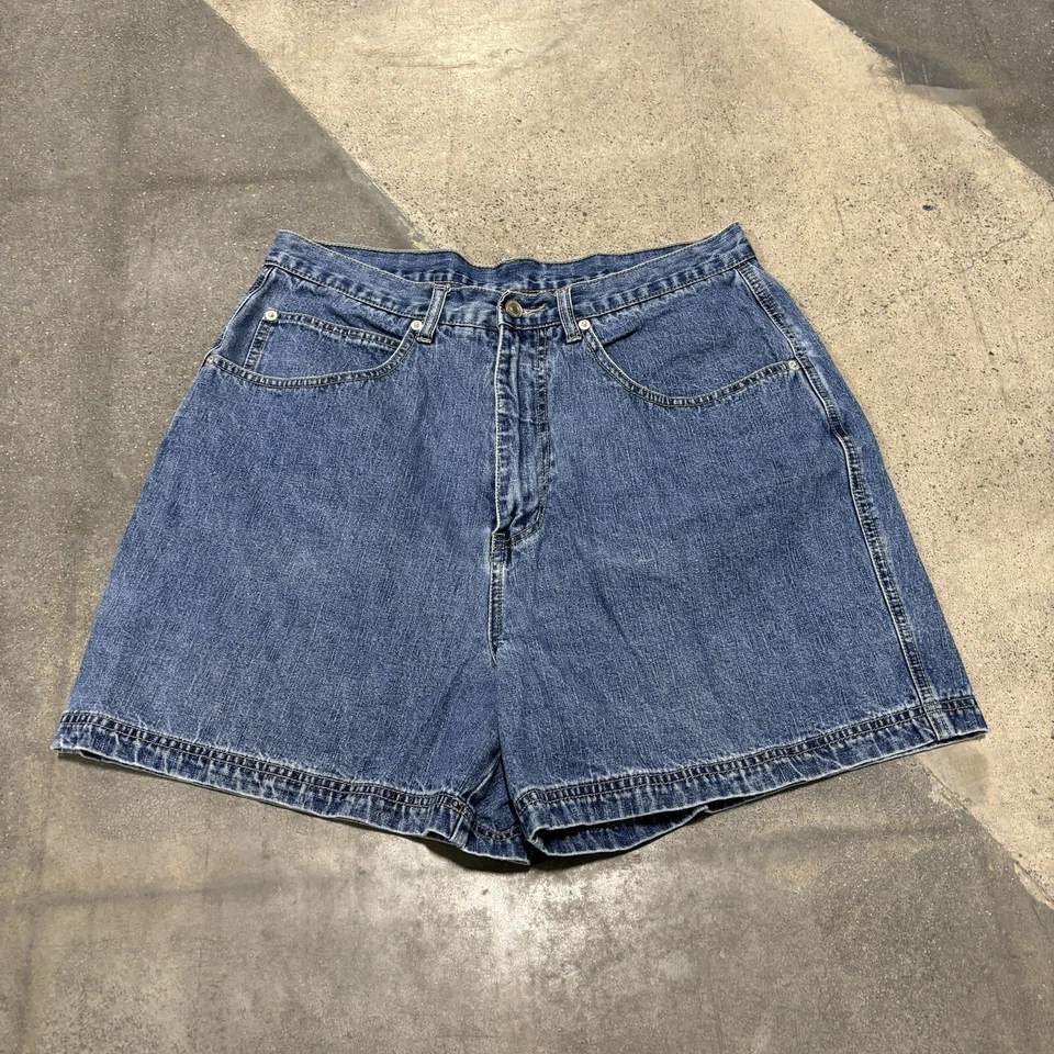 Pantalones Cortos Xhileration Carpenter Para Mujer 16W Denim Azul Tiro Alto Y2K Mamá Foto 2 de 4