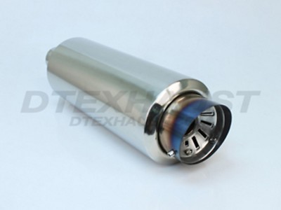 DTM-142-BF HI POLISHED MUFFLER BLUE FLAME SILENCER SLANT 2.25'' INLET 20.5'' LONG