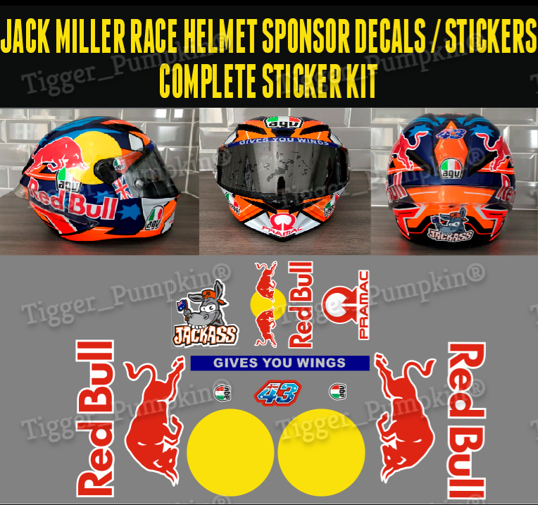 Jack Miller Helmet Decals Stickers Complete Sticker kit for AG